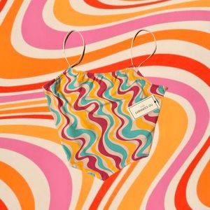 Groovy Baby Colorful Wavy Lined Maximalist Crop Top